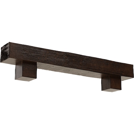 Ekena Millwork Kit w/ Alamo Corbels, Premium Aged, 8"H  x 10"D x 60"W Rough Cedar Faux Wood Fireplace ManteL MANURC08X10X60AOZD